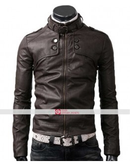 Slim Fit Dark Brown Button Pocket Jacket