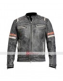 Vintage Black Classic Biker Distressed Retro Jacket